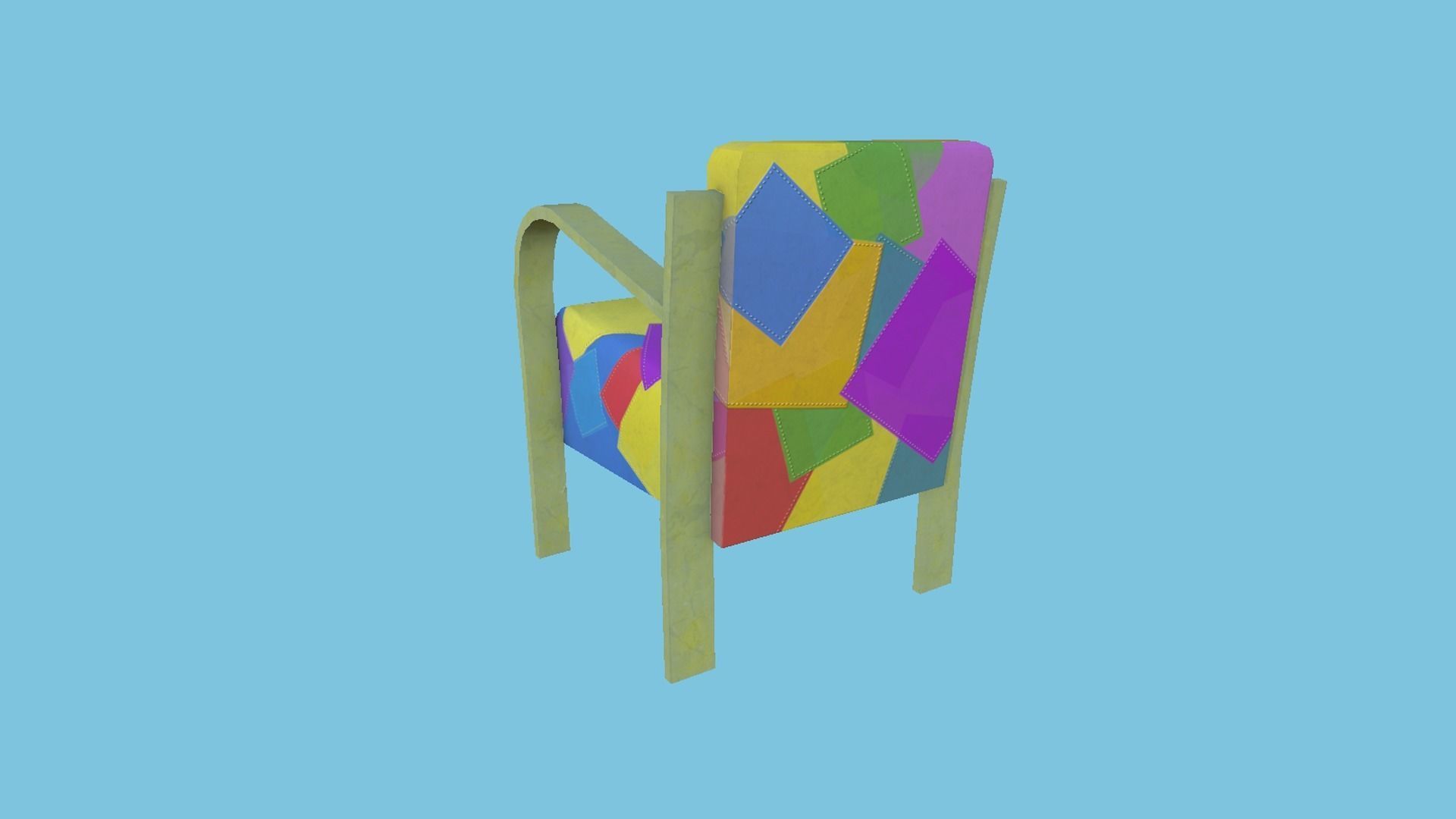 Colored Leather Armchair - Furniture Interior Design Low-poly 3D model_3