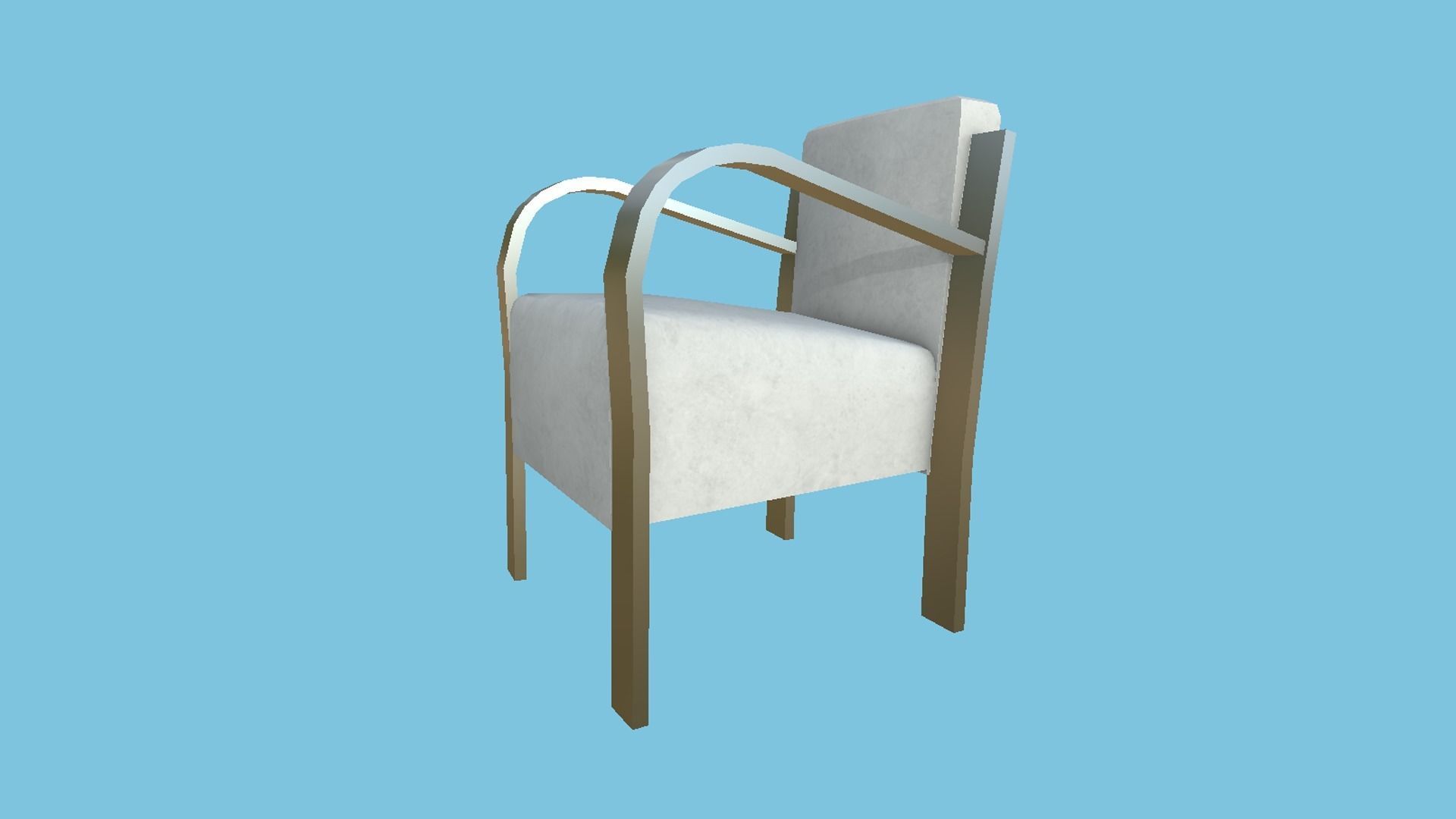 White Aluminum Armchair - Furniture Interior Design Low-poly 3D model_2