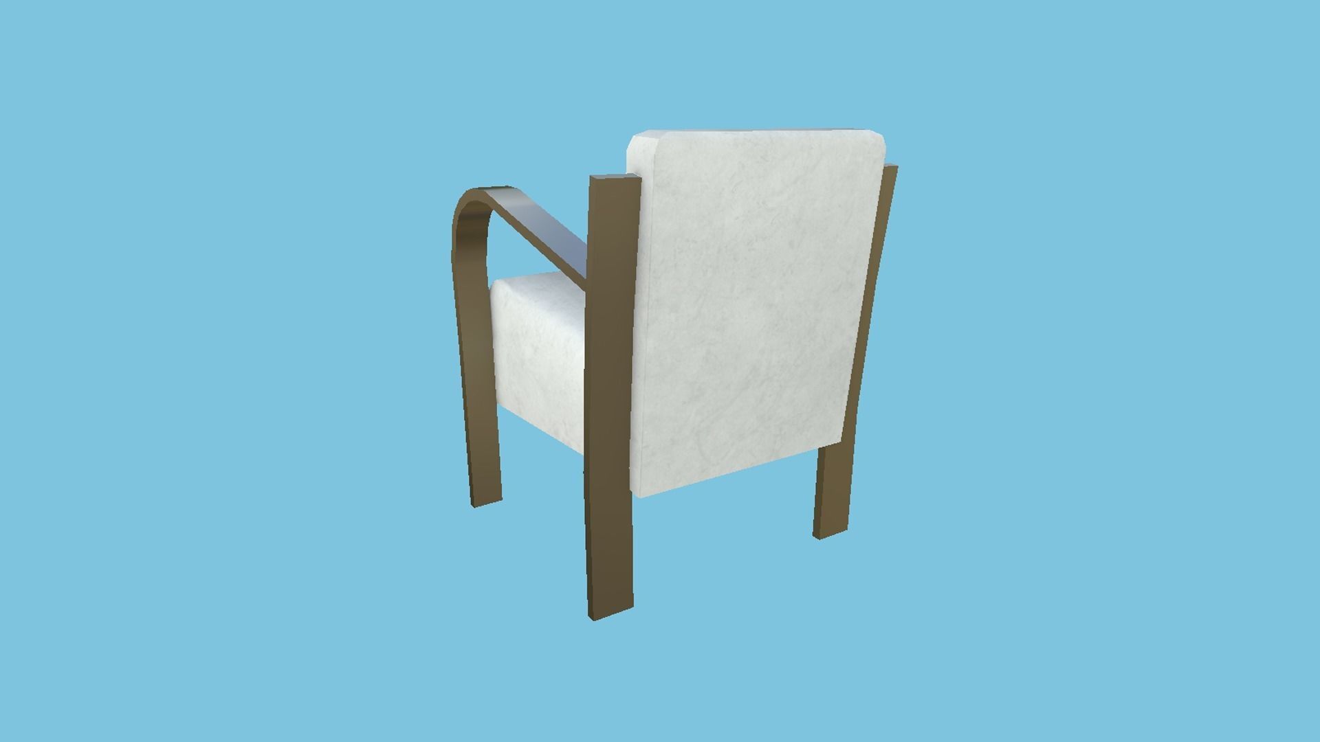 White Aluminum Armchair - Furniture Interior Design Low-poly 3D model_3