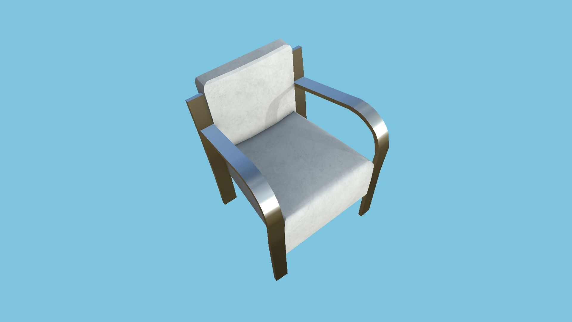 White Aluminum Armchair - Furniture Interior Design Low-poly 3D model_1