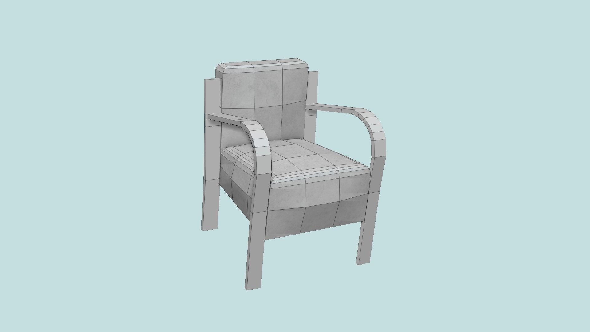 White Aluminum Armchair - Furniture Interior Design Low-poly 3D model_5