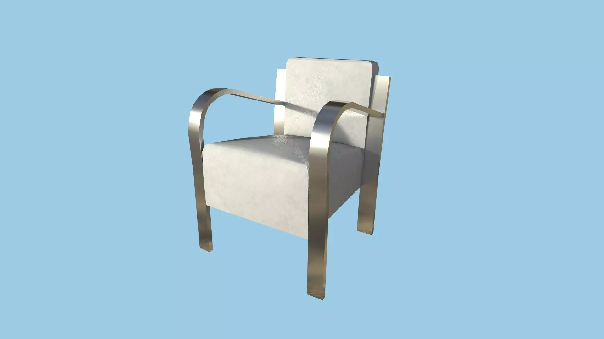 White Aluminum Armchair - Furniture Interior Design Low-poly 3D model_0