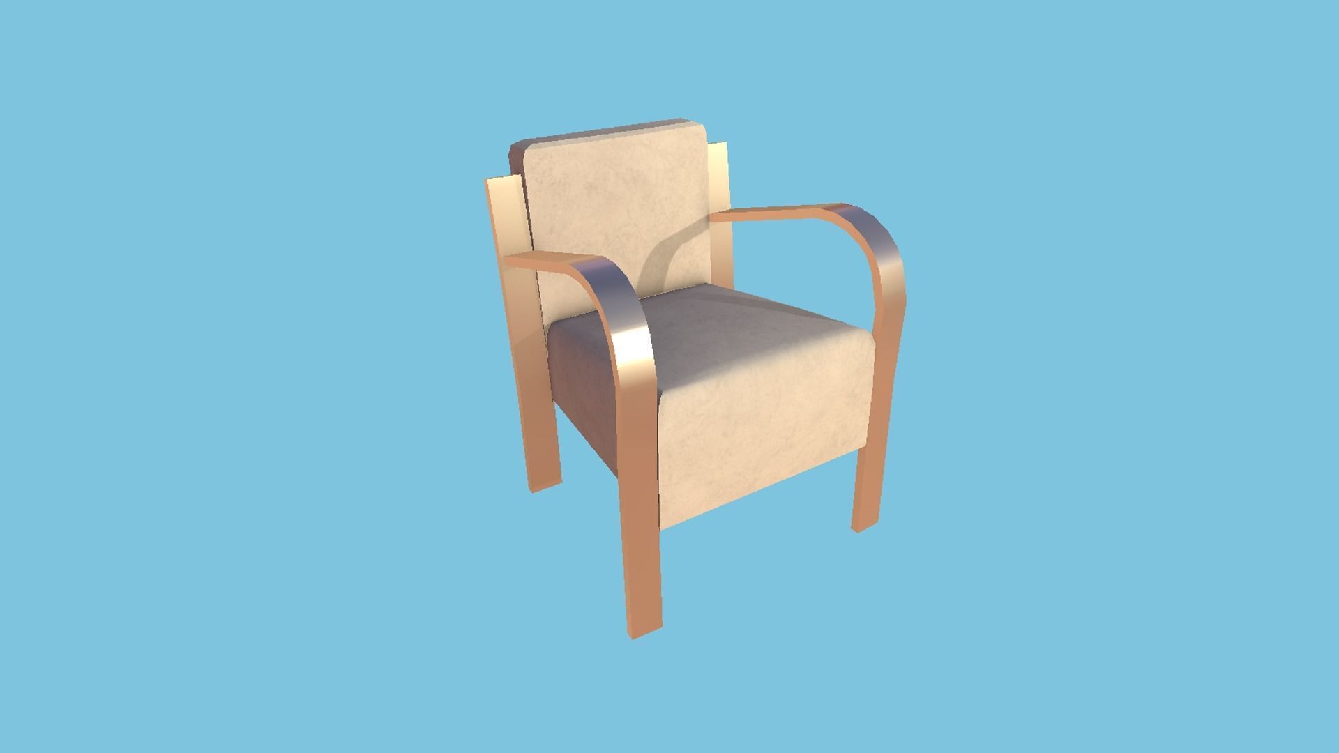 White Aluminum Armchair - Furniture Interior Design Low-poly 3D model_4