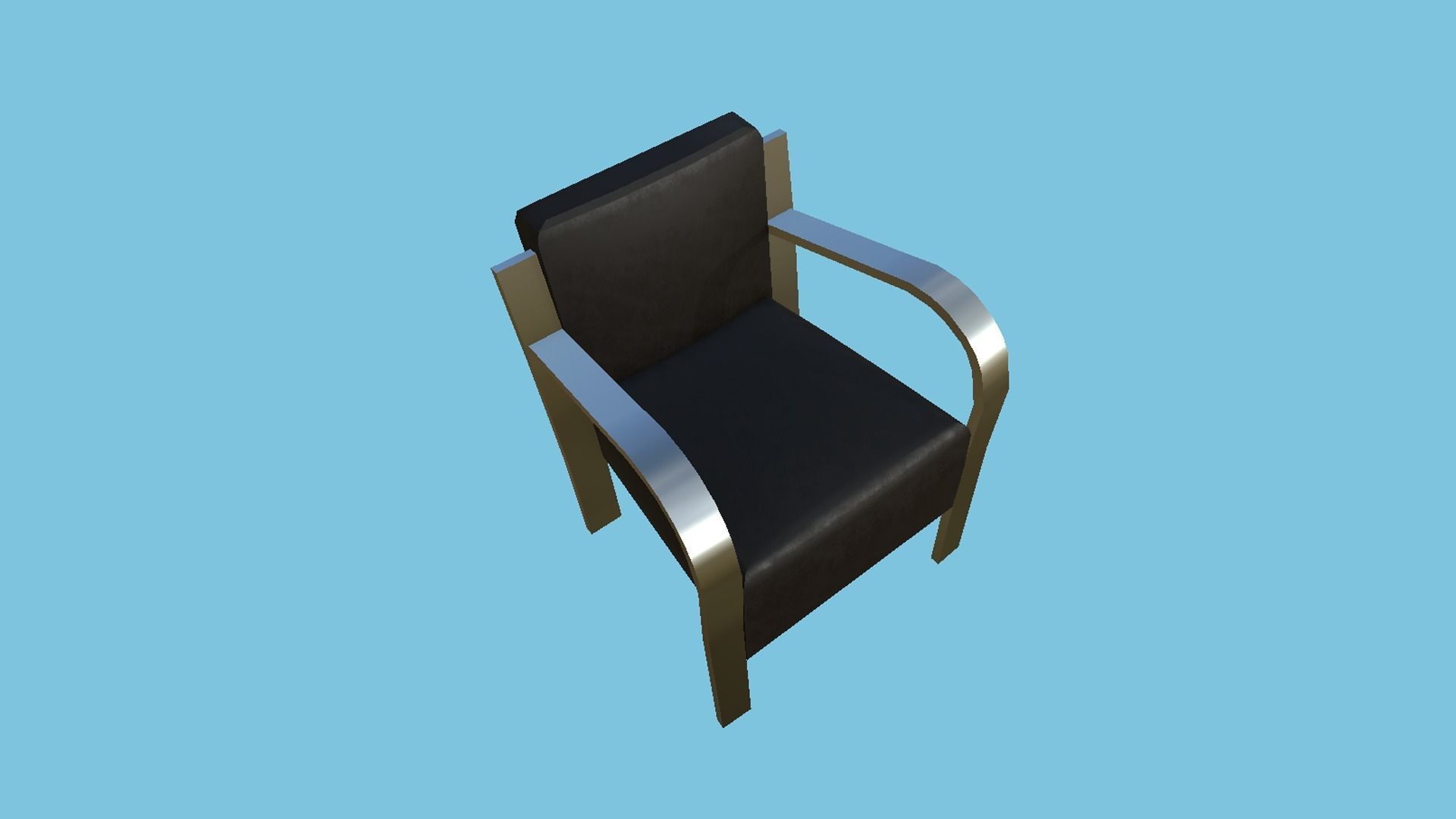Black Leather Armchair - Furniture Interior Design Low-poly 3D model_1