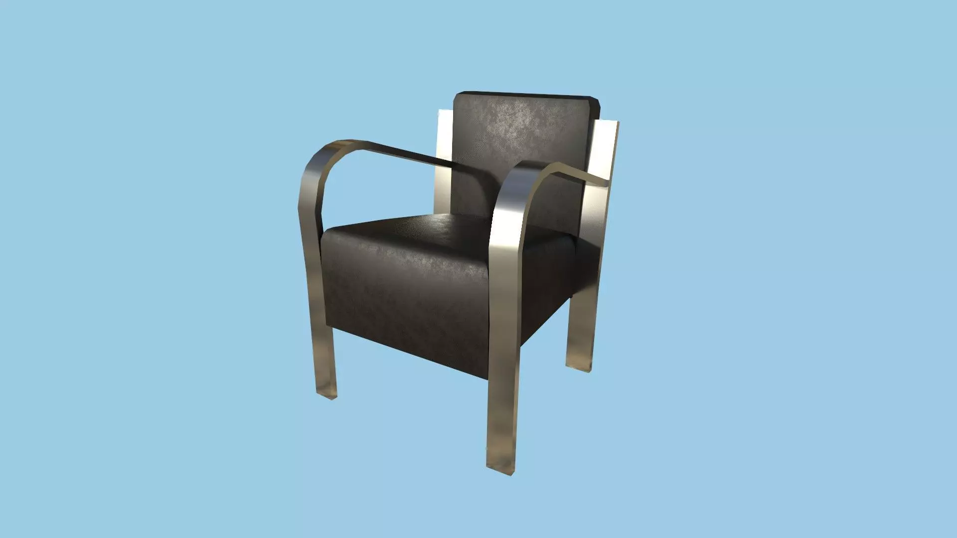 Black Leather Armchair - Furniture Interior Design Low-poly 3D model_0
