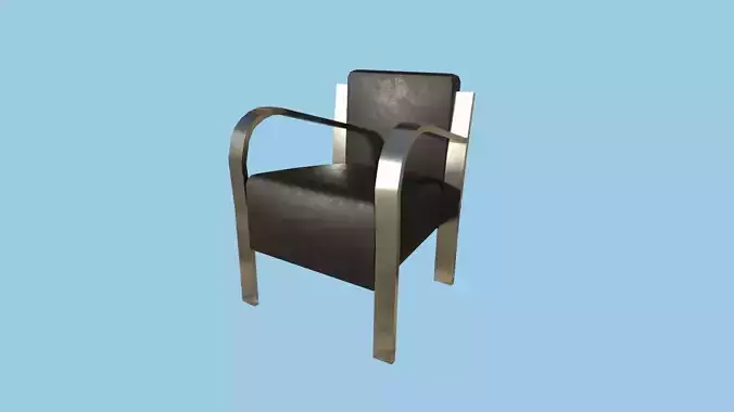 Black Leather Armchair - Furniture Interior Design Low-poly 3D model