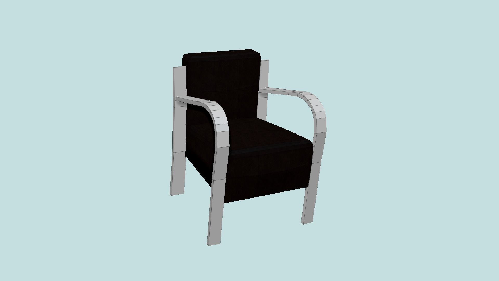 Black Leather Armchair - Furniture Interior Design Low-poly 3D model_6