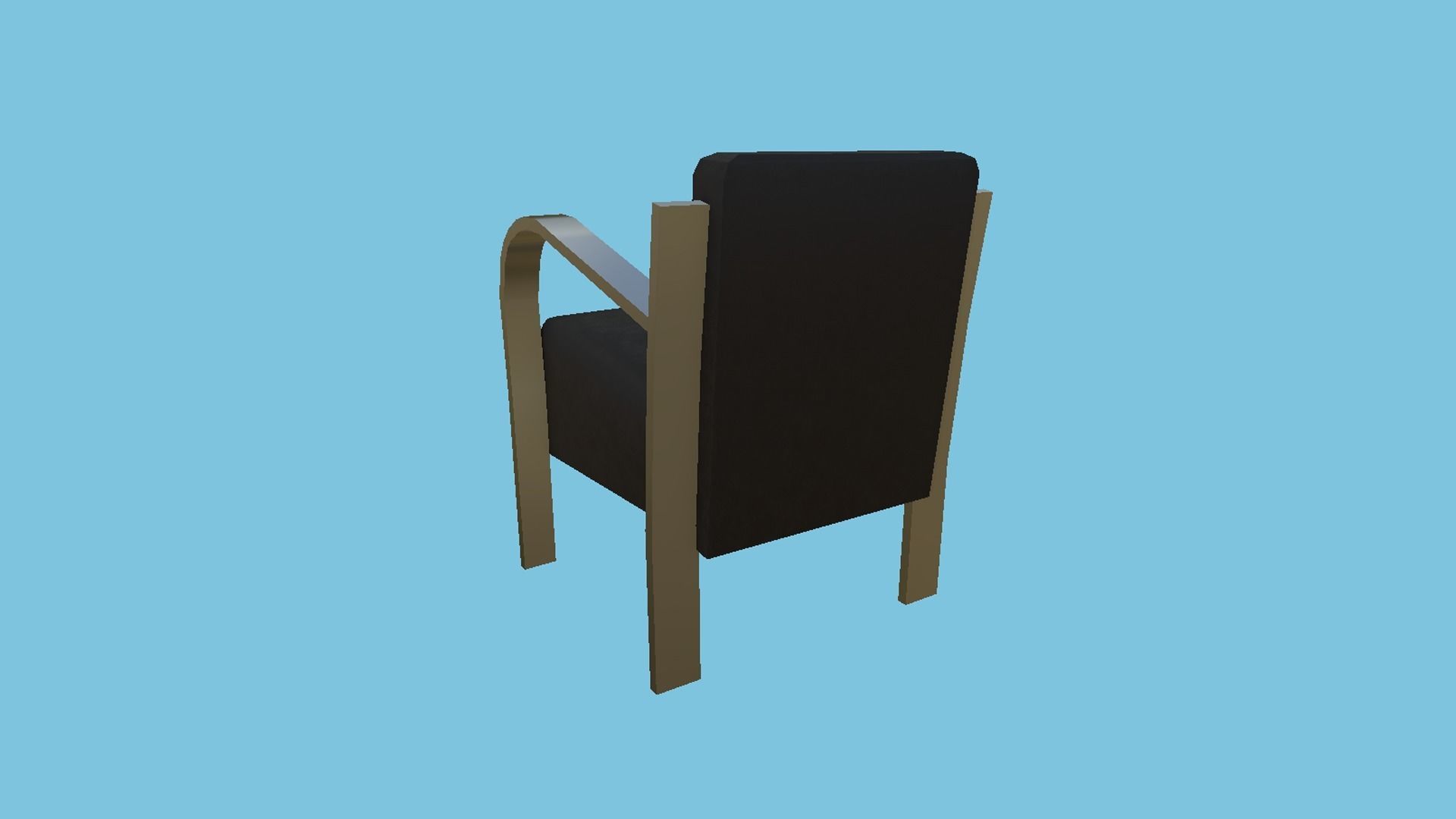 Black Leather Armchair - Furniture Interior Design Low-poly 3D model_3