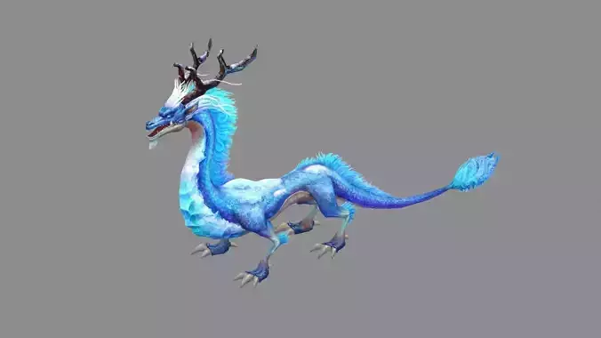 Ice Dragon - Chinese Dragon Low-poly 3D model