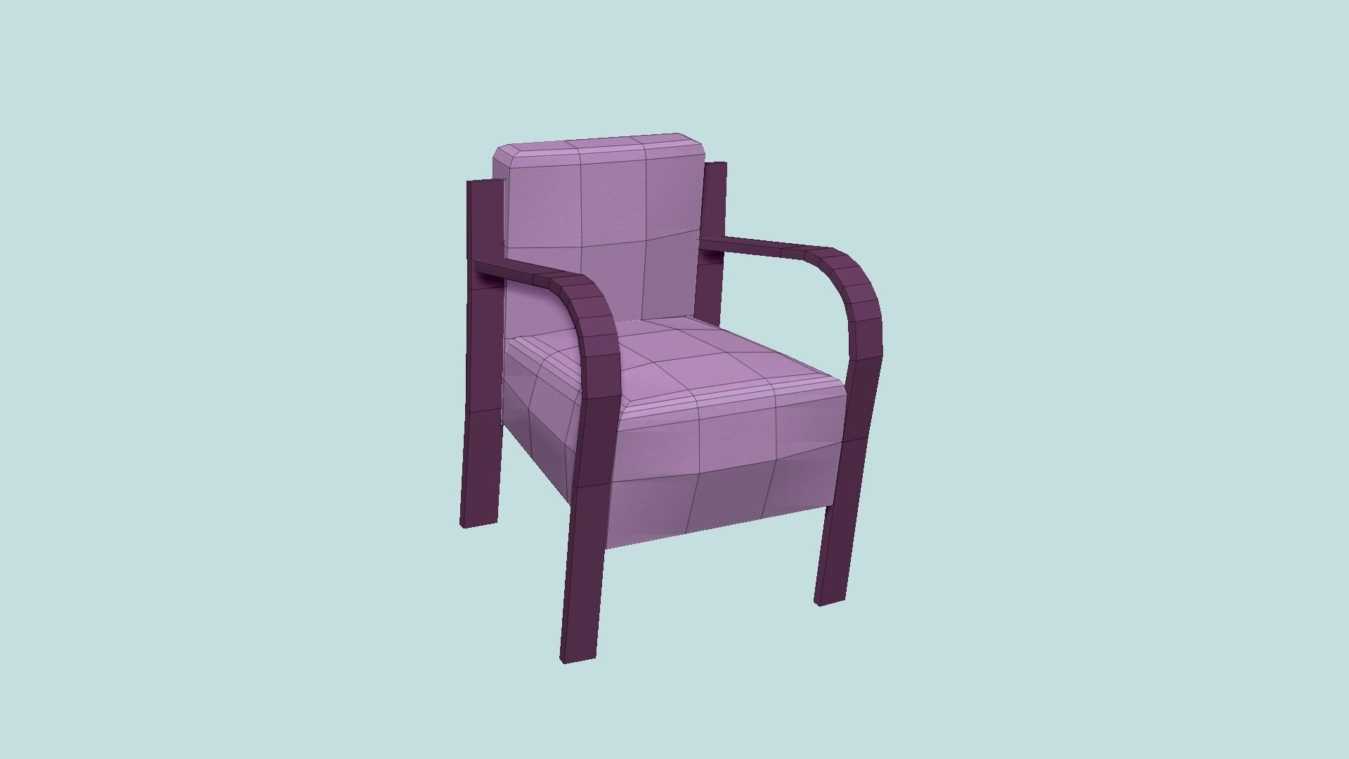 Pink Fabric Armchair - Furniture Interior Design Low-poly 3D model_6