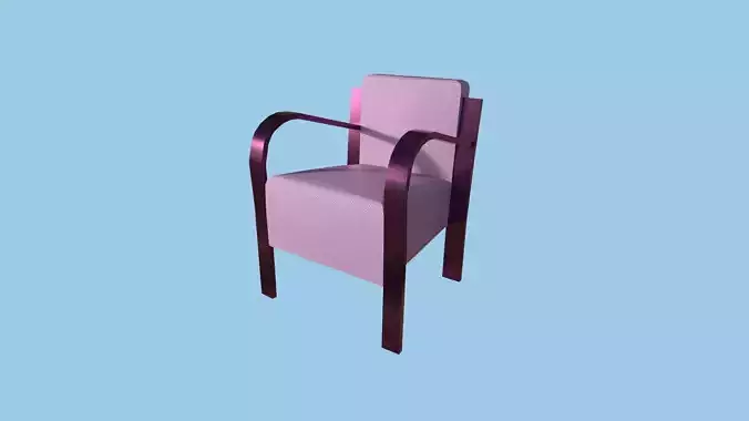 Pink Fabric Armchair - Furniture Interior Design Low-poly 3D model