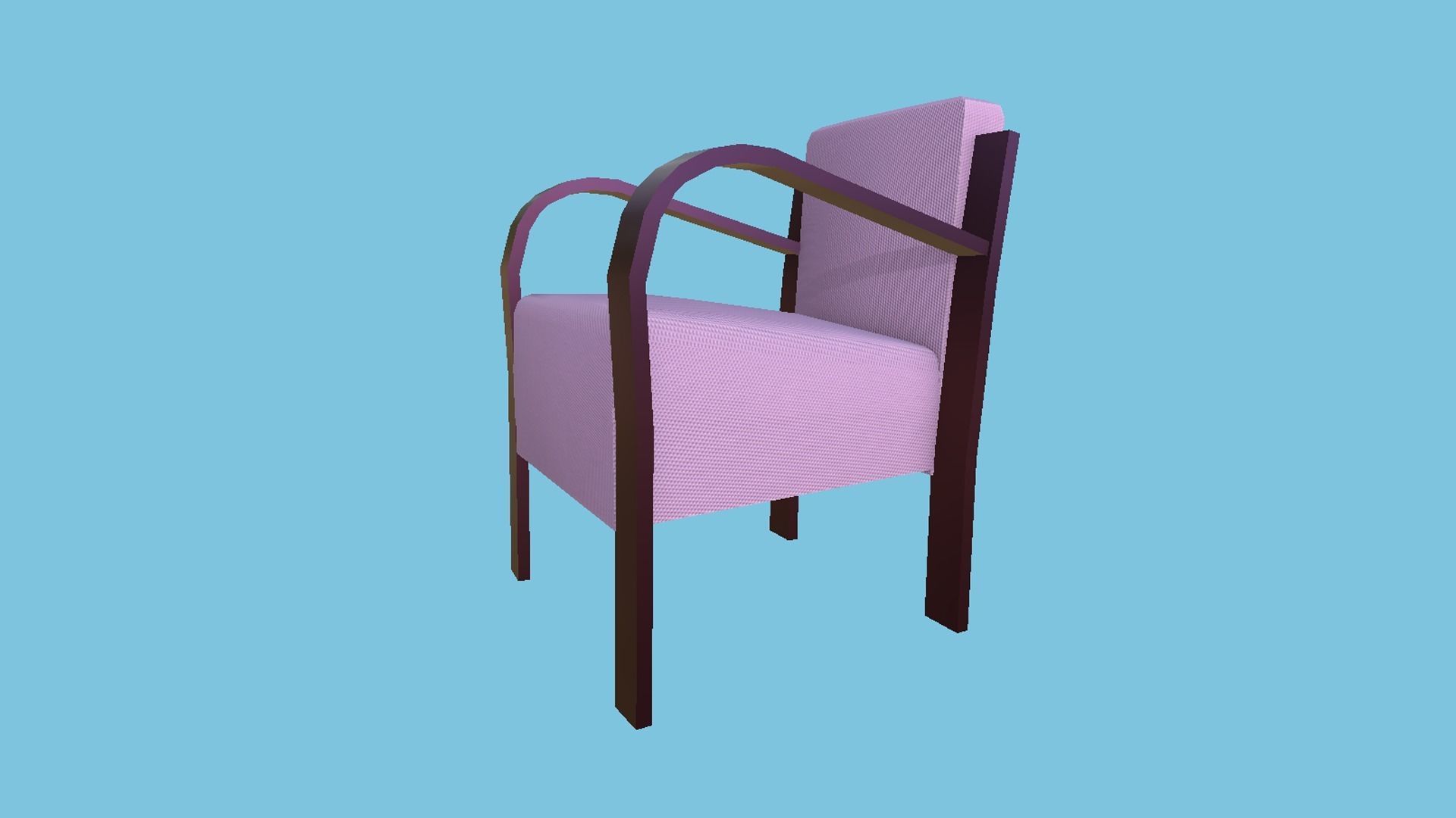 Pink Fabric Armchair - Furniture Interior Design Low-poly 3D model_2