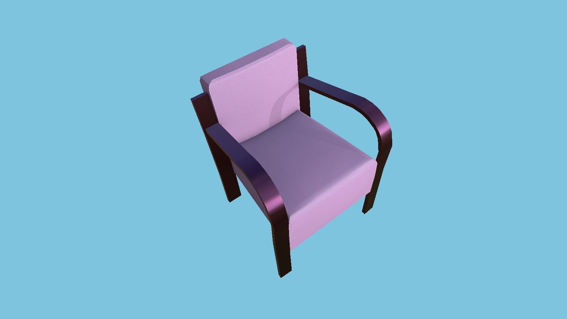 Pink Fabric Armchair - Furniture Interior Design Low-poly 3D model_1
