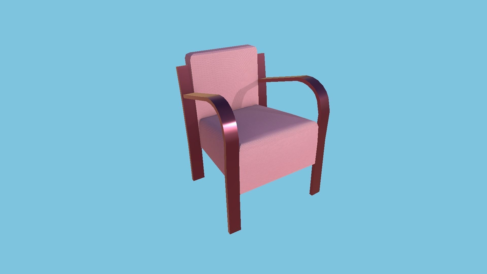 Pink Fabric Armchair - Furniture Interior Design Low-poly 3D model_4