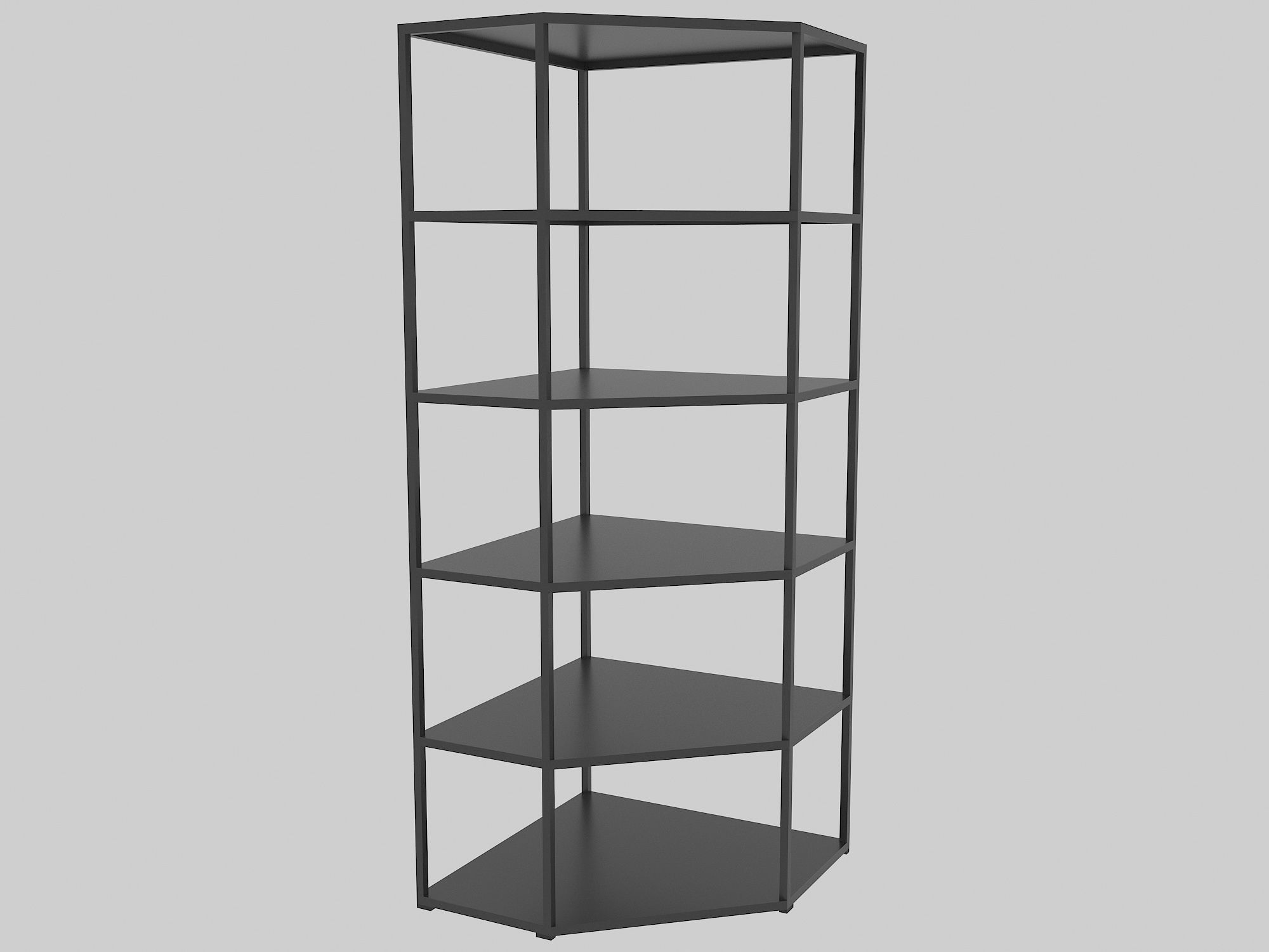 Office Corner Bookcase Low-poly 3D model_0