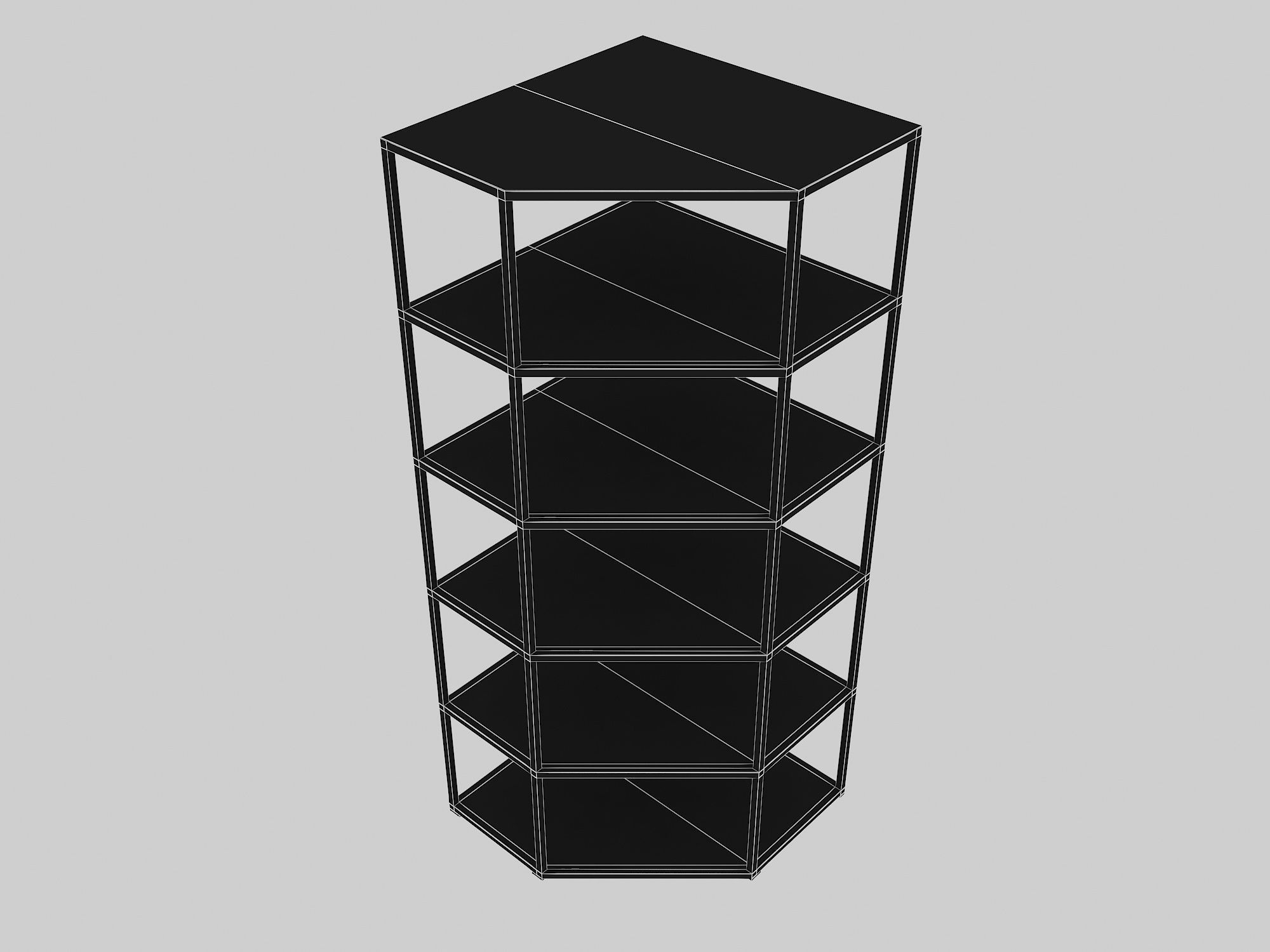 Office Corner Bookcase Low-poly 3D model_4