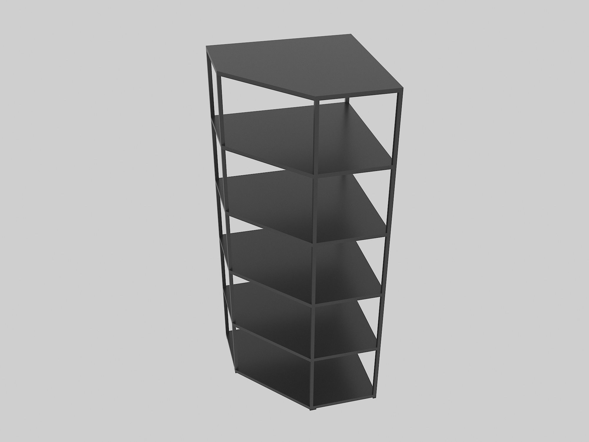 Office Corner Bookcase Low-poly 3D model_1