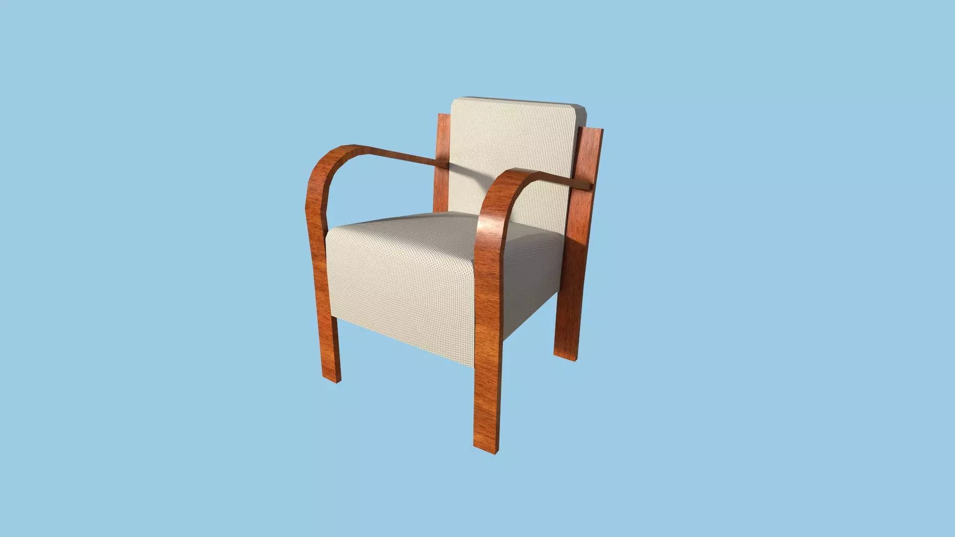 White and Wood Armchair - Furniture Interior Design Low-poly 3D model_0