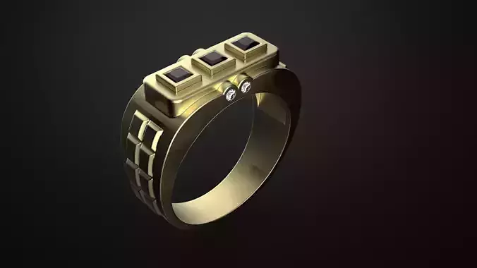 Ring with three black stones