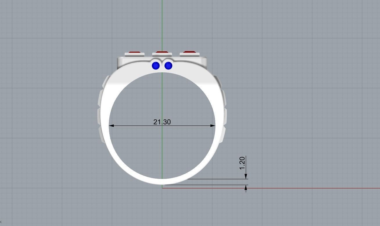 Ring with three black stones 3D print model_1