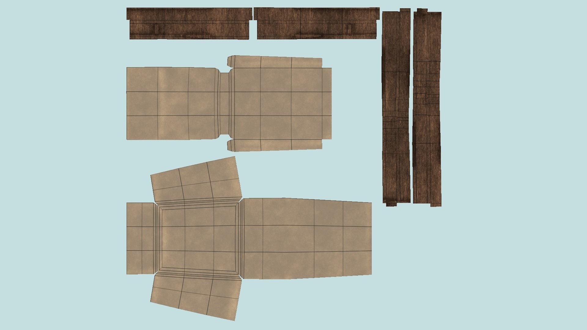 Wood Leather Armchair - Furniture Interior Design Low-poly 3D model_5