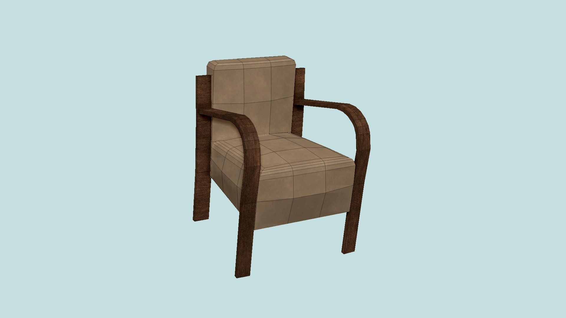 Wood Leather Armchair - Furniture Interior Design Low-poly 3D model_6