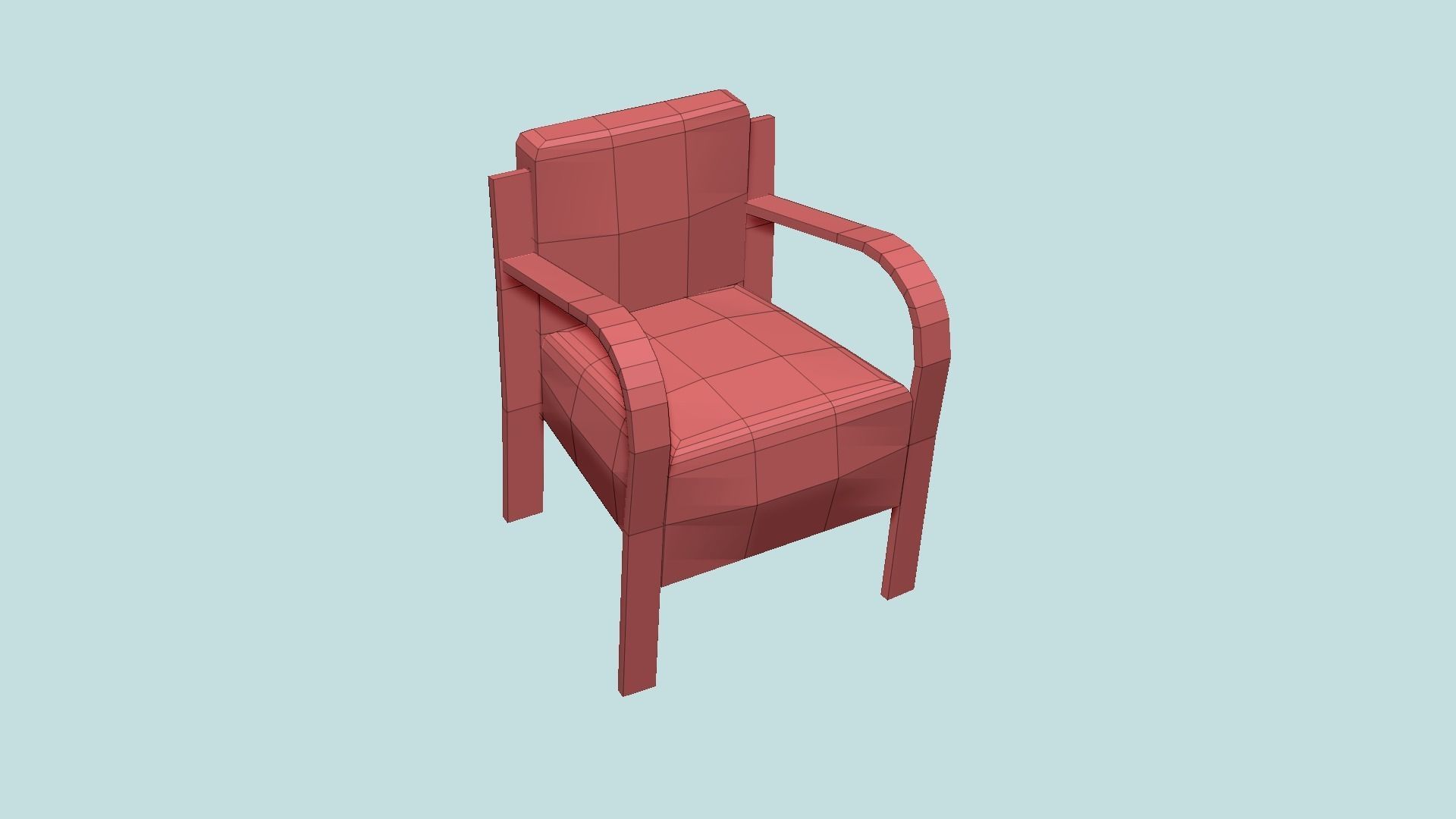 Wood Leather Armchair - Furniture Interior Design Low-poly 3D model_8