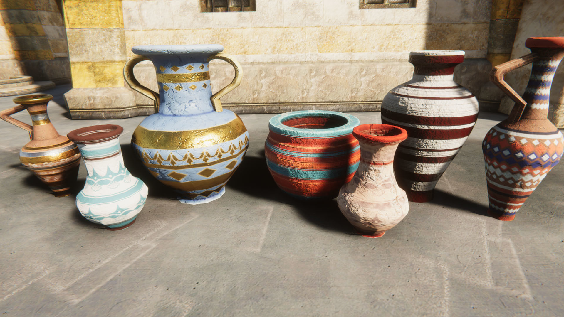Pots Collection Unreal Engine Low-poly 3D model_1