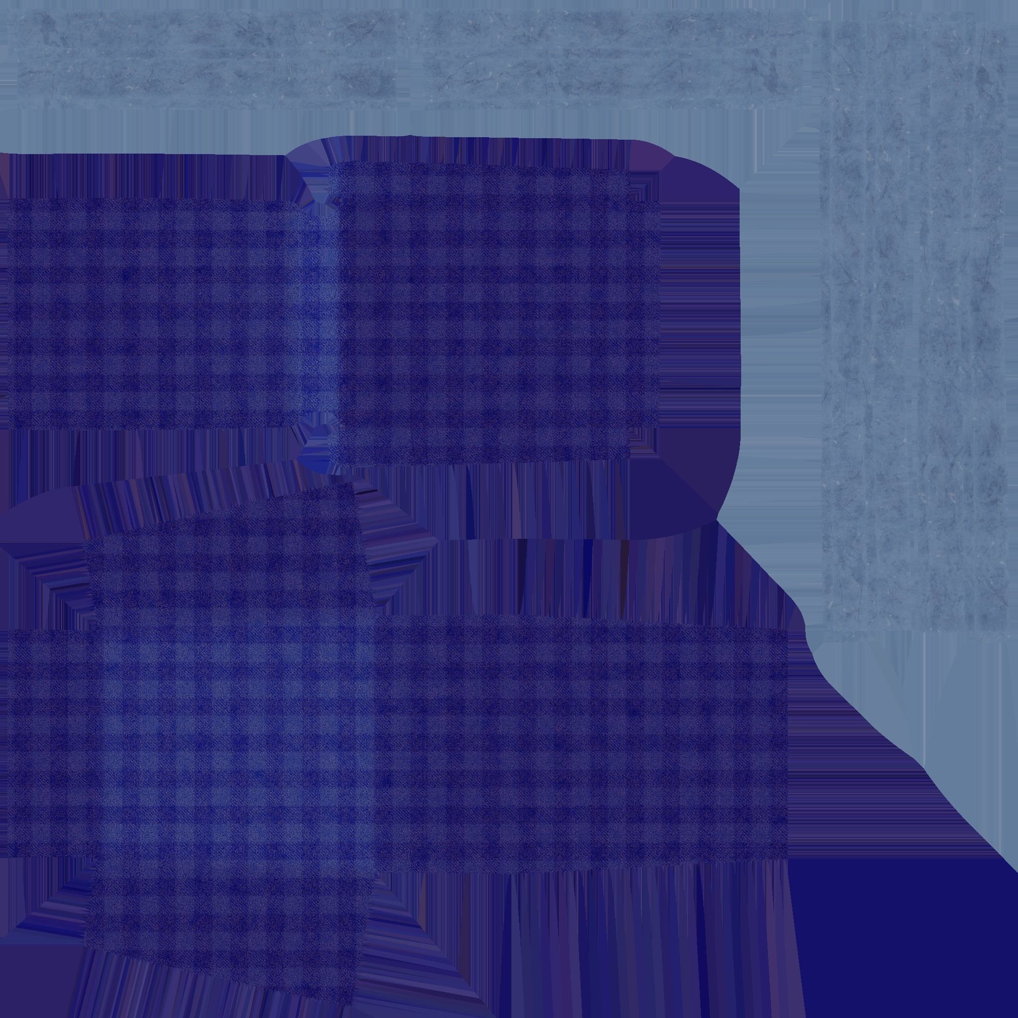 Blue Plaid Armchair - Furniture Interior Design Low-poly 3D model_14