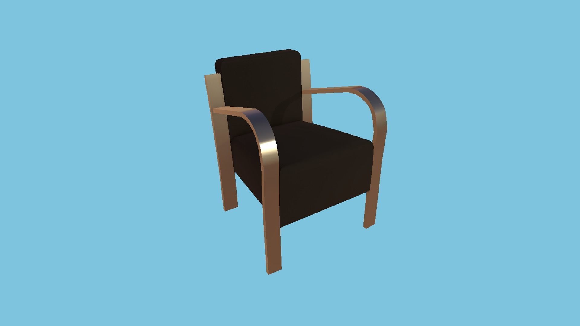 Black Simple Armchair - Furniture Interior Design Low-poly 3D model_4