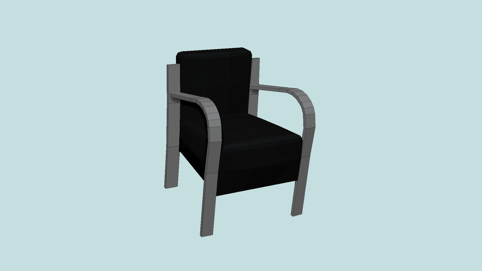 Black Simple Armchair - Furniture Interior Design Low-poly 3D model_6