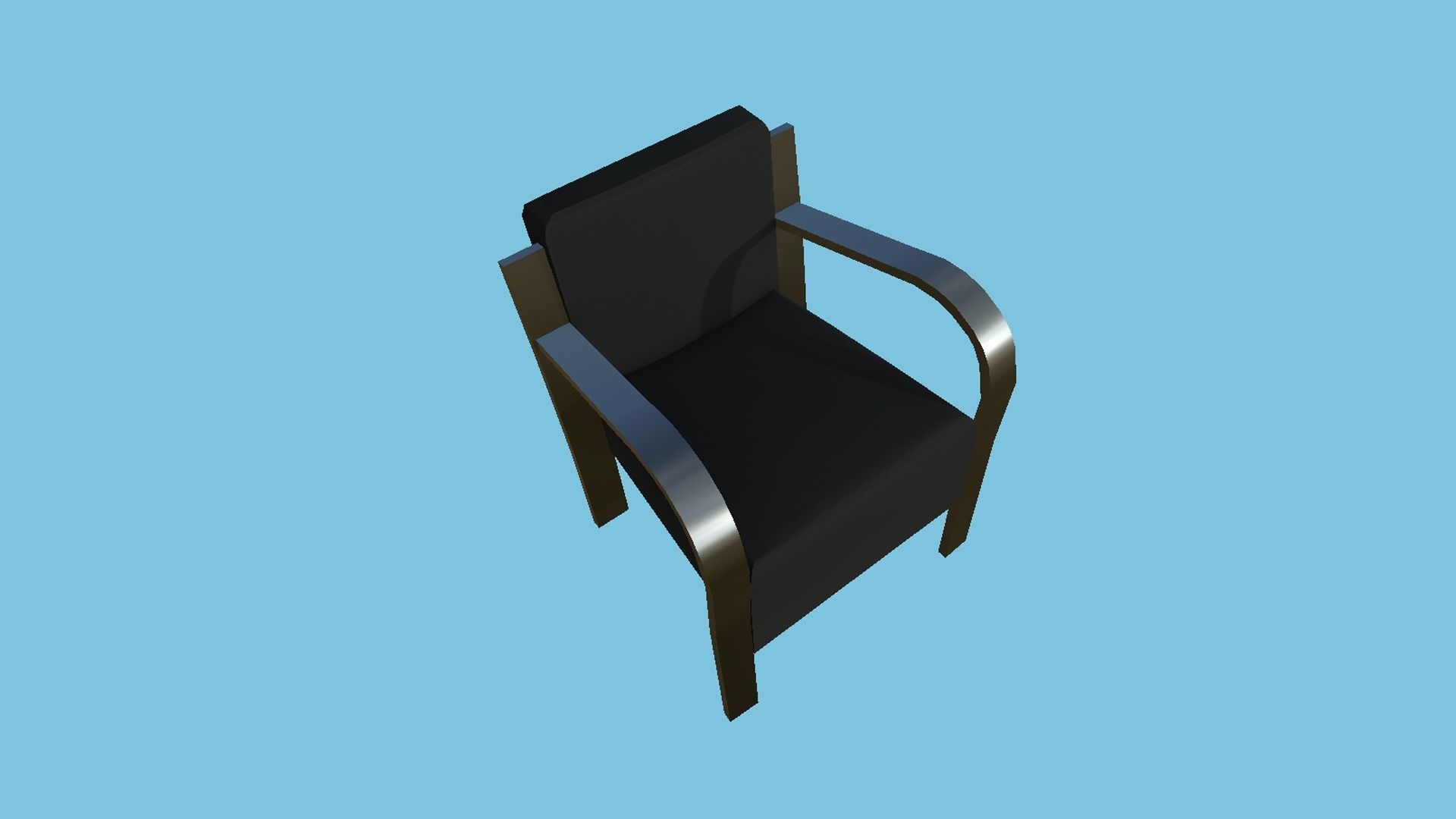 Black Simple Armchair - Furniture Interior Design Low-poly 3D model_1