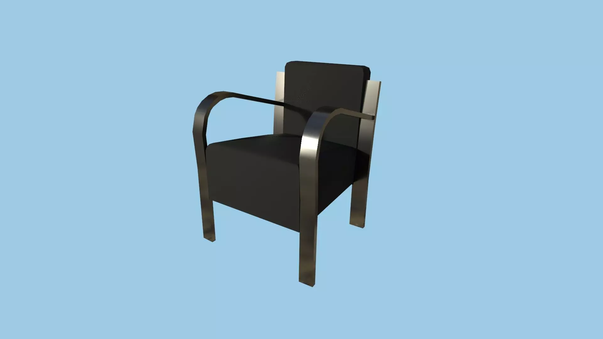 Black Simple Armchair - Furniture Interior Design Low-poly 3D model_0