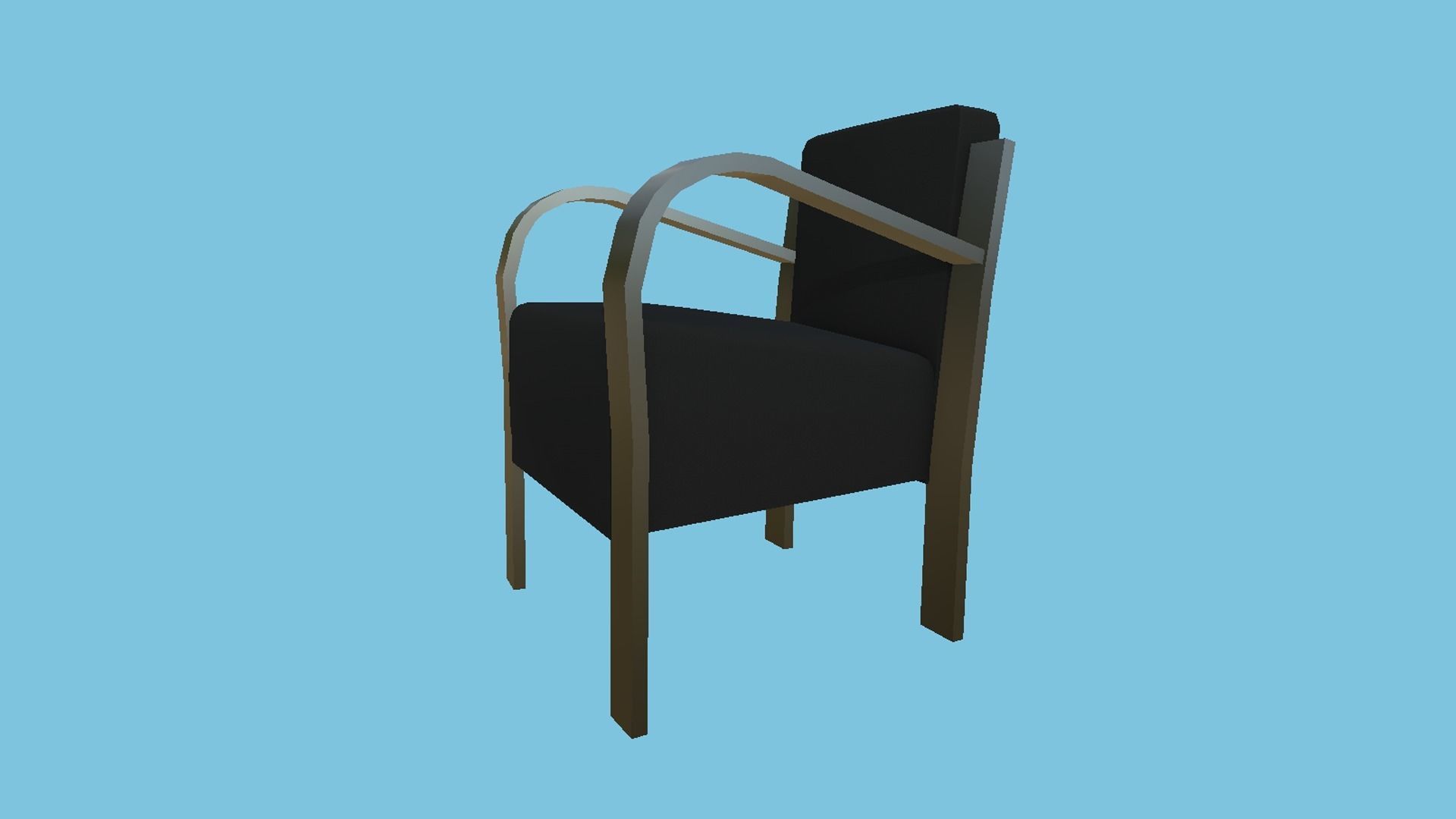 Black Simple Armchair - Furniture Interior Design Low-poly 3D model_2