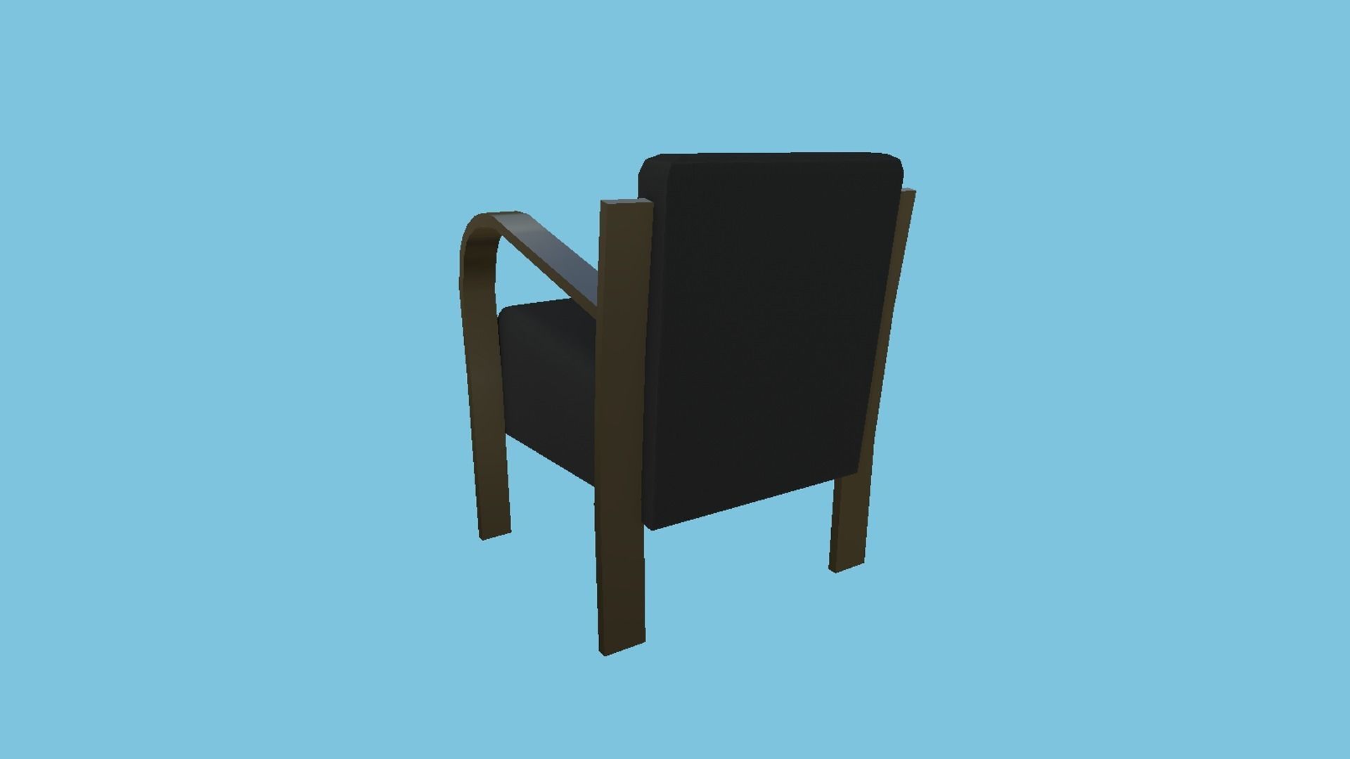 Black Simple Armchair - Furniture Interior Design Low-poly 3D model_3