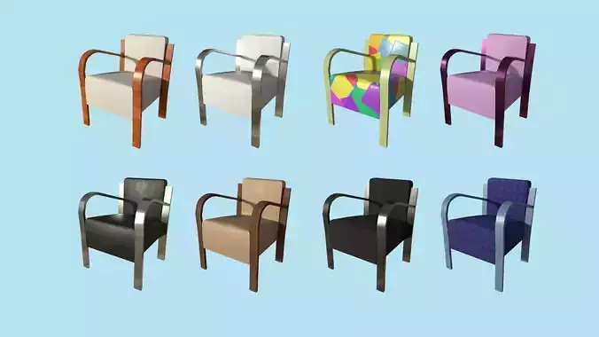 Armchair - 08 Textures - Furniture Interior Design 3D Model Collection