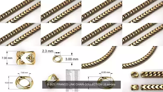 8 SIZE FRANCO LINK CHAIN COLLECTION
