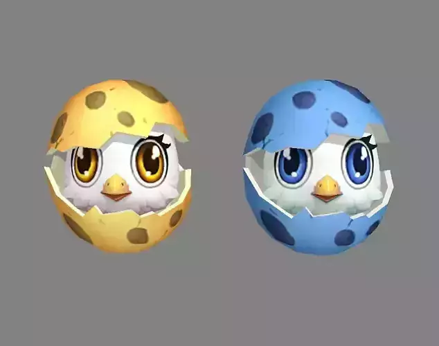 Cartoon new born bird - chicken Low-poly 3D model