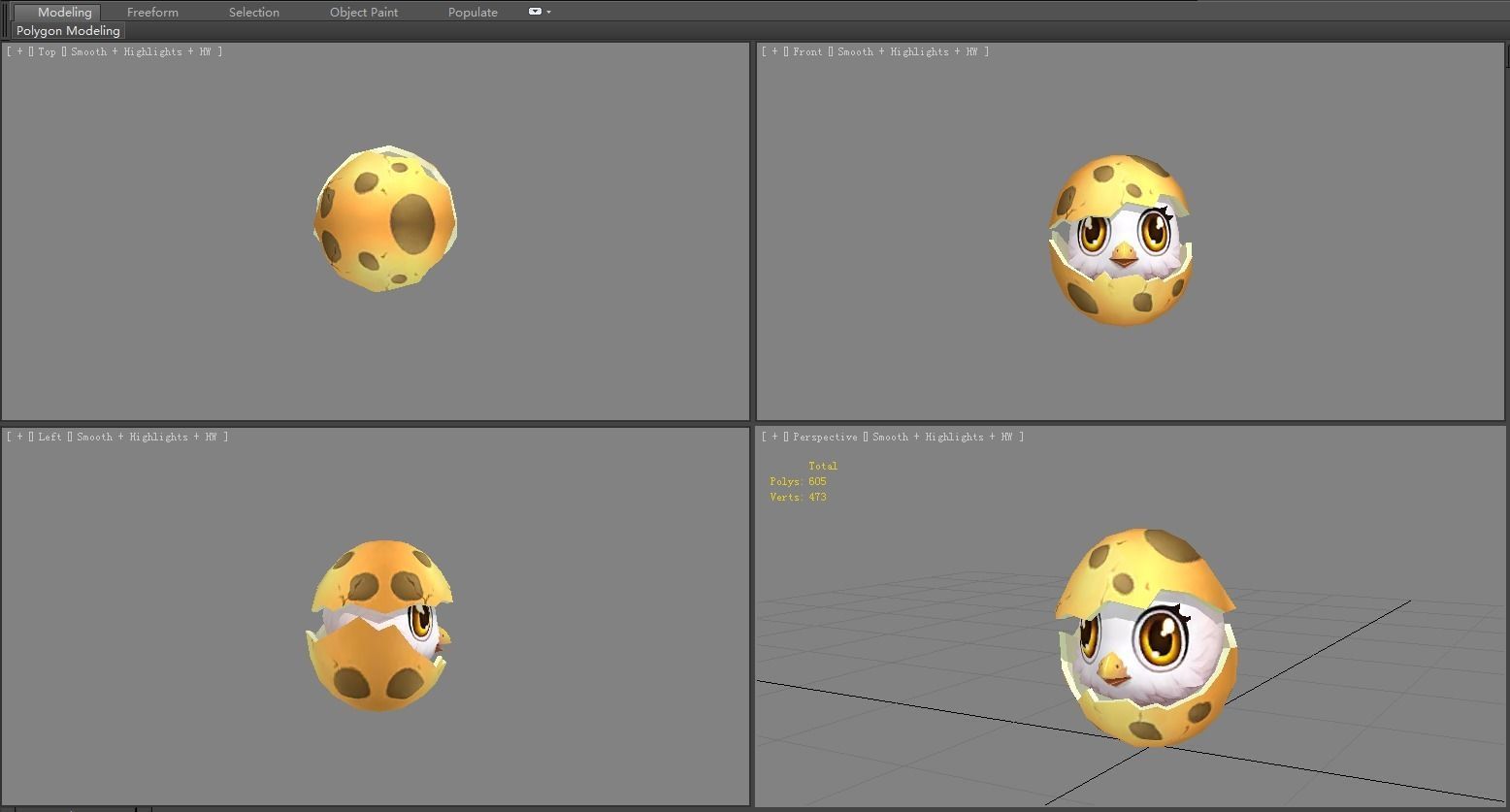 Cartoon new born bird - chicken Low-poly 3D model_5