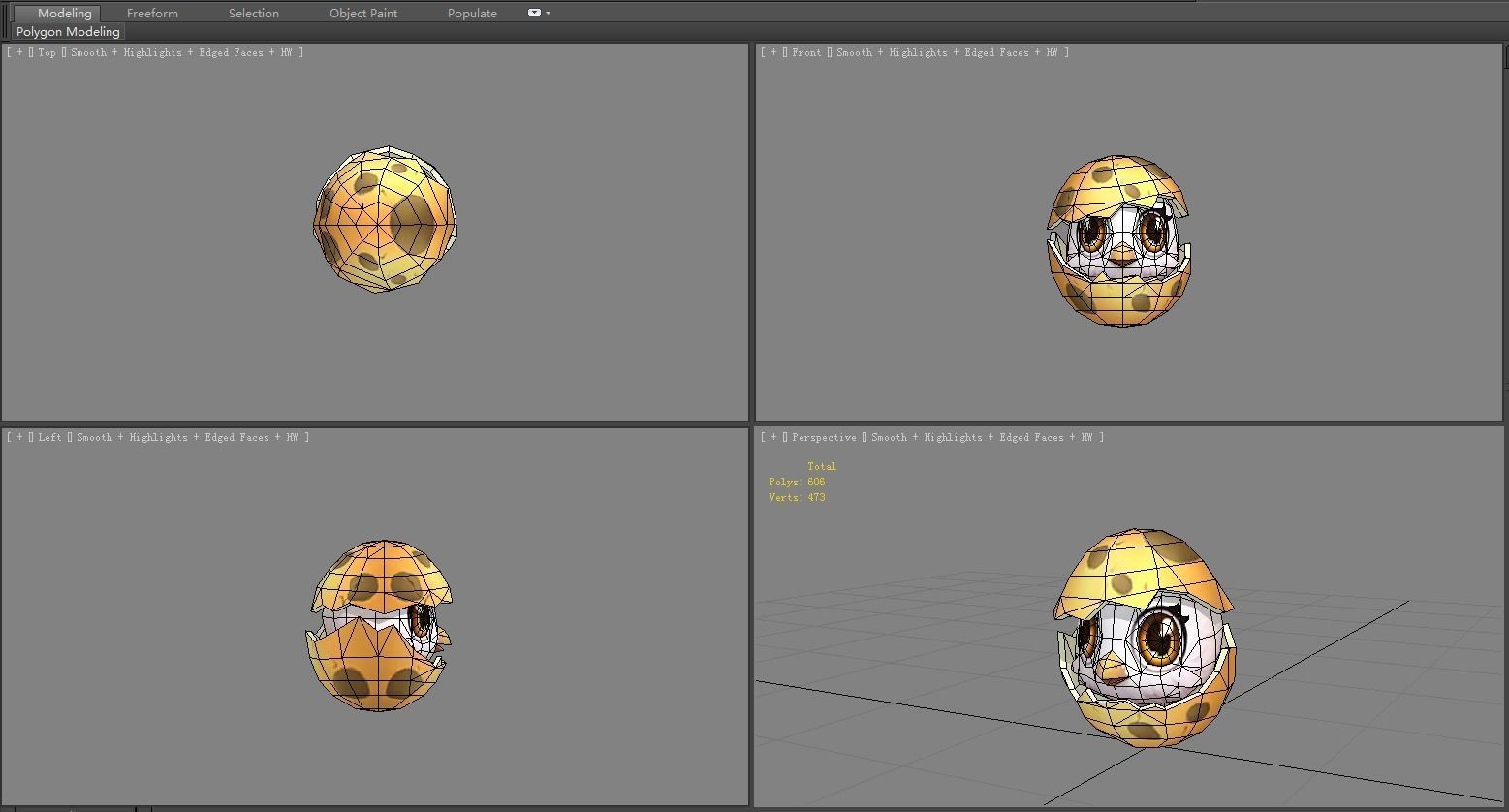 Cartoon new born bird - chicken Low-poly 3D model_6