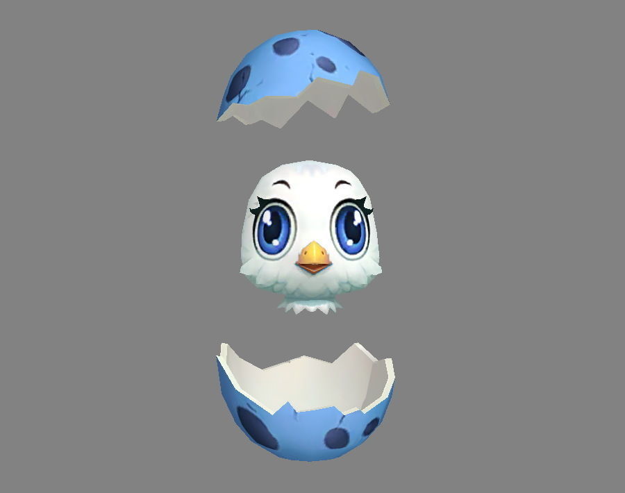 Cartoon new born bird - chicken Low-poly 3D model_4