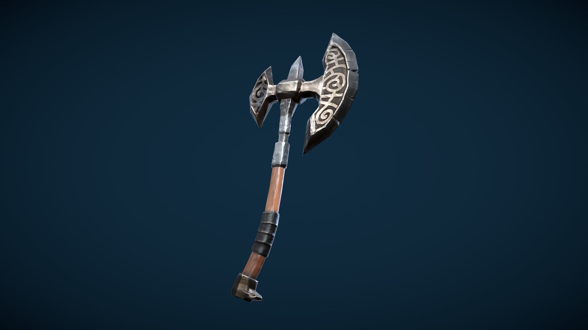 Skeleton Warrior With One-Handed Axe And Shield Low-poly 3D model_5