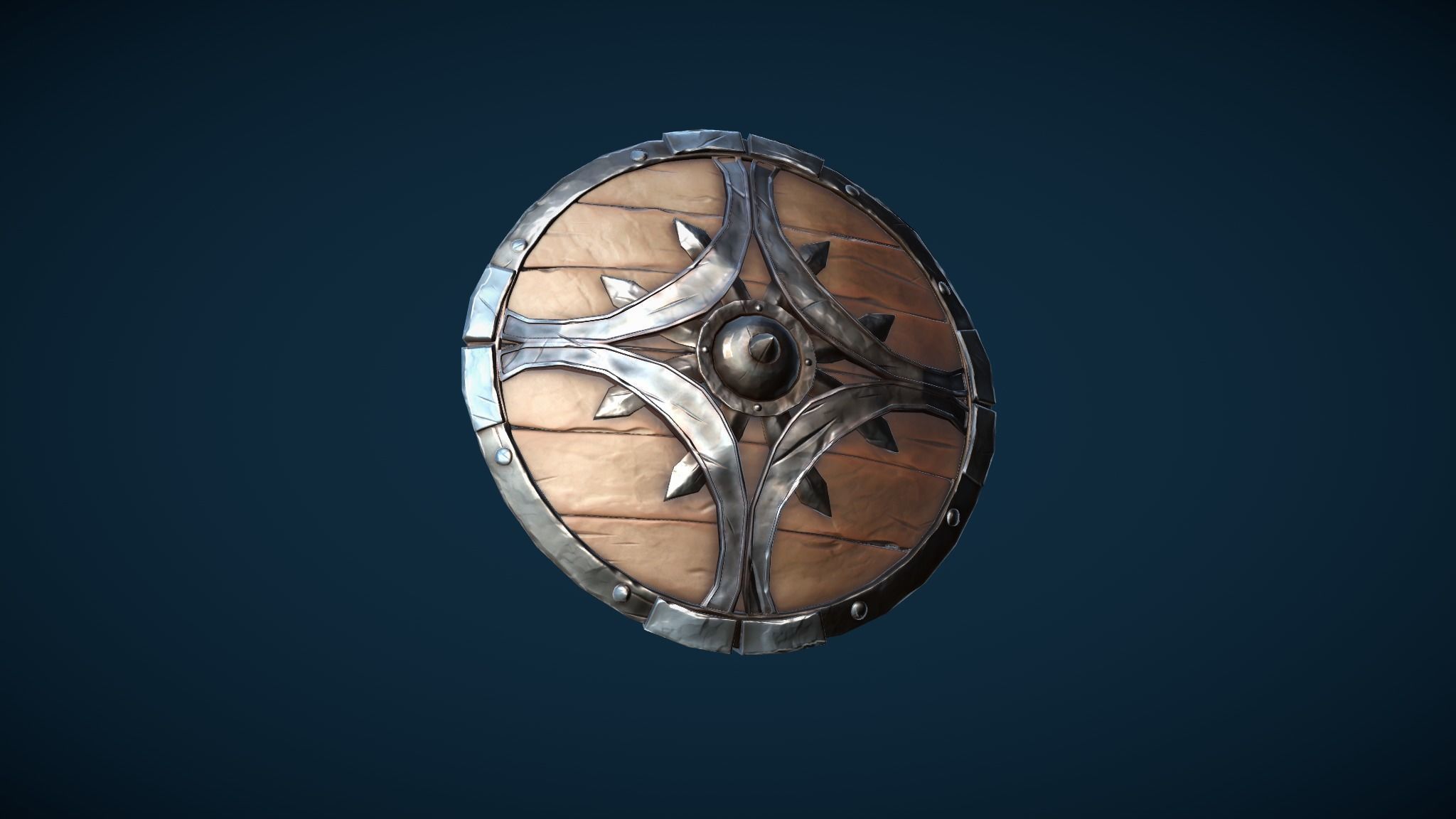 Skeleton Warrior With One-Handed Axe And Shield Low-poly 3D model_7