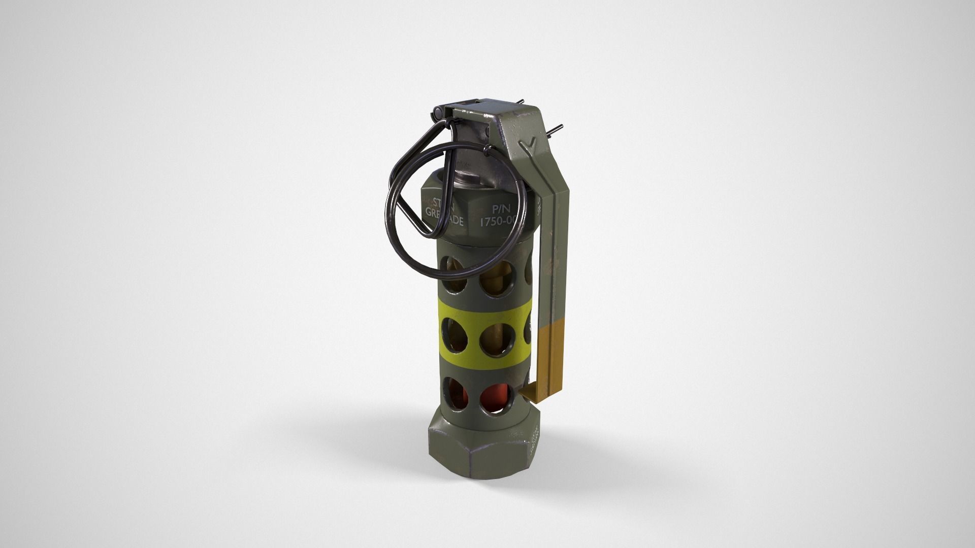 Stun Grenade green Low-poly 3D model_1