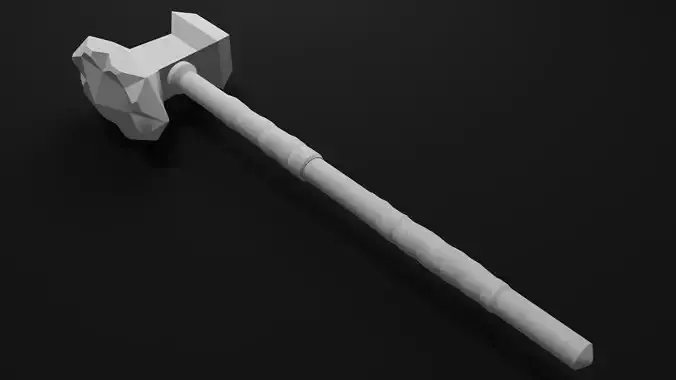 Minimalistic fantasy hammer 5 Free low-poly 3D model