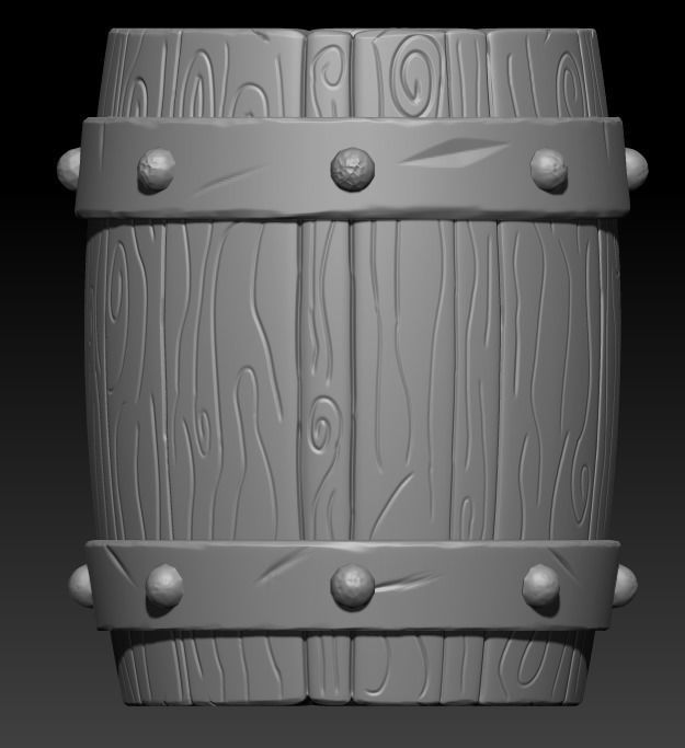 Stylized Wooden Barrel Low-poly 3D model_3