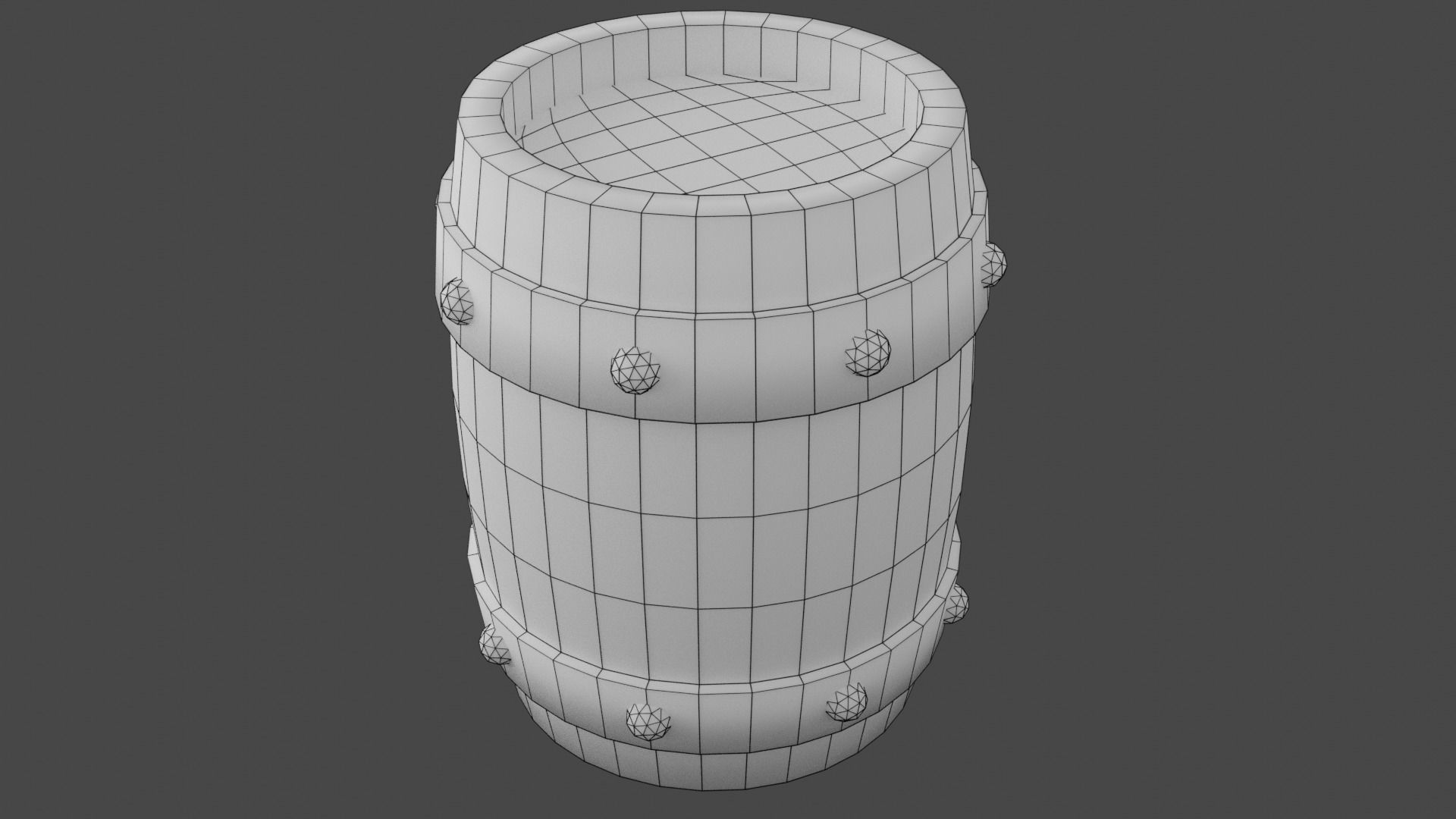 Stylized Wooden Barrel Low-poly 3D model_4