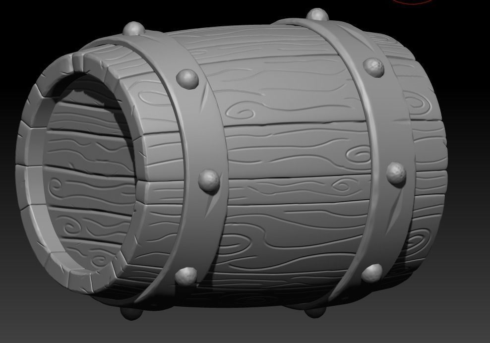Stylized Wooden Barrel Low-poly 3D model_2