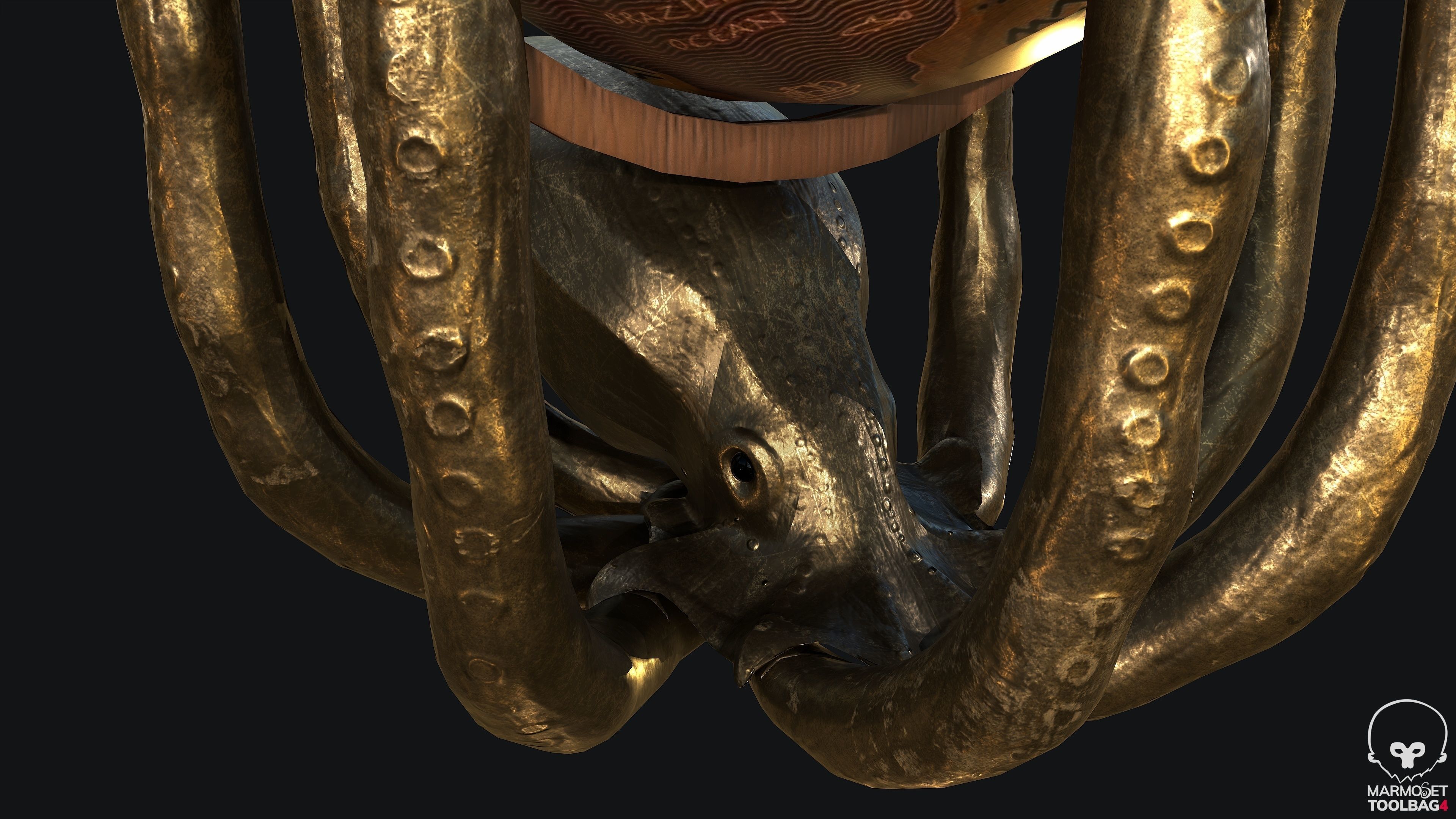 Standing Octopus Globe PBR  Game Ready Low-poly 3D model_5