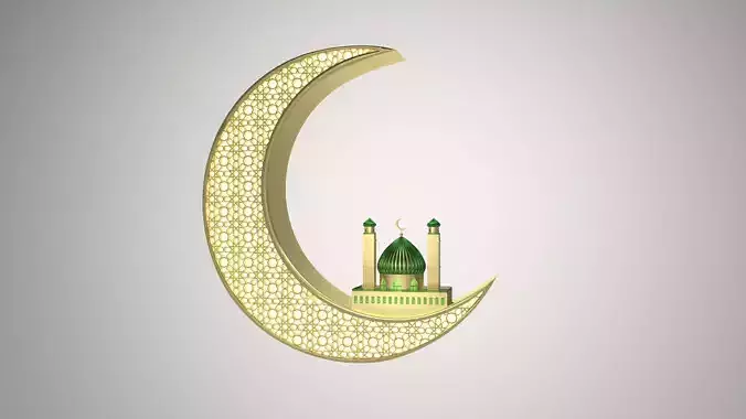 Mosque 3D crescent with